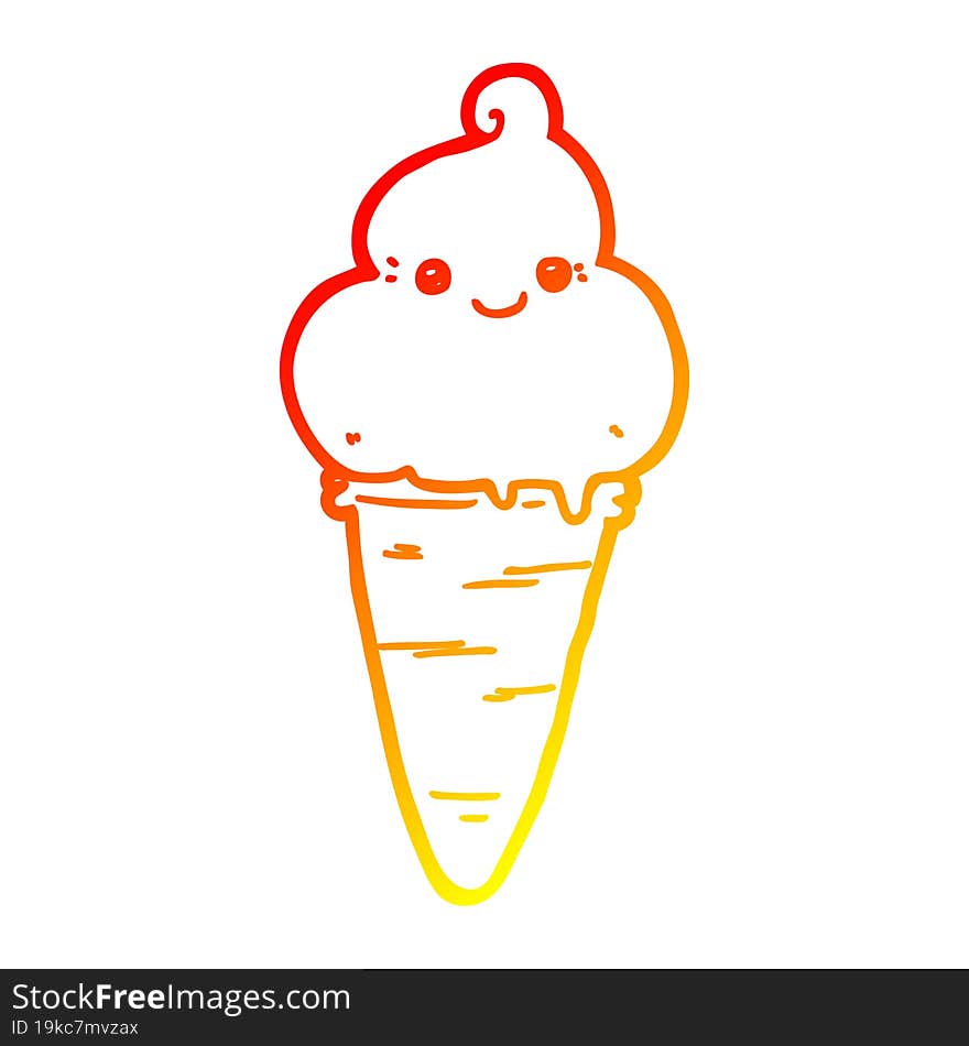 warm gradient line drawing cartoon ice cream