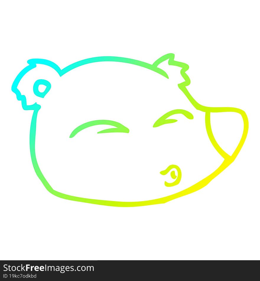 cold gradient line drawing cartoon bear face