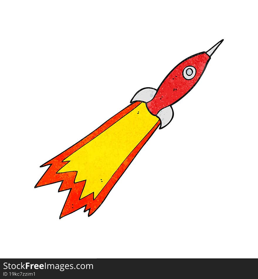 freehand drawn texture cartoon rocket