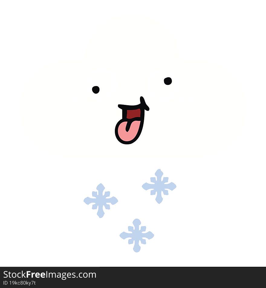 Flat Color Retro Cartoon Snow Cloud