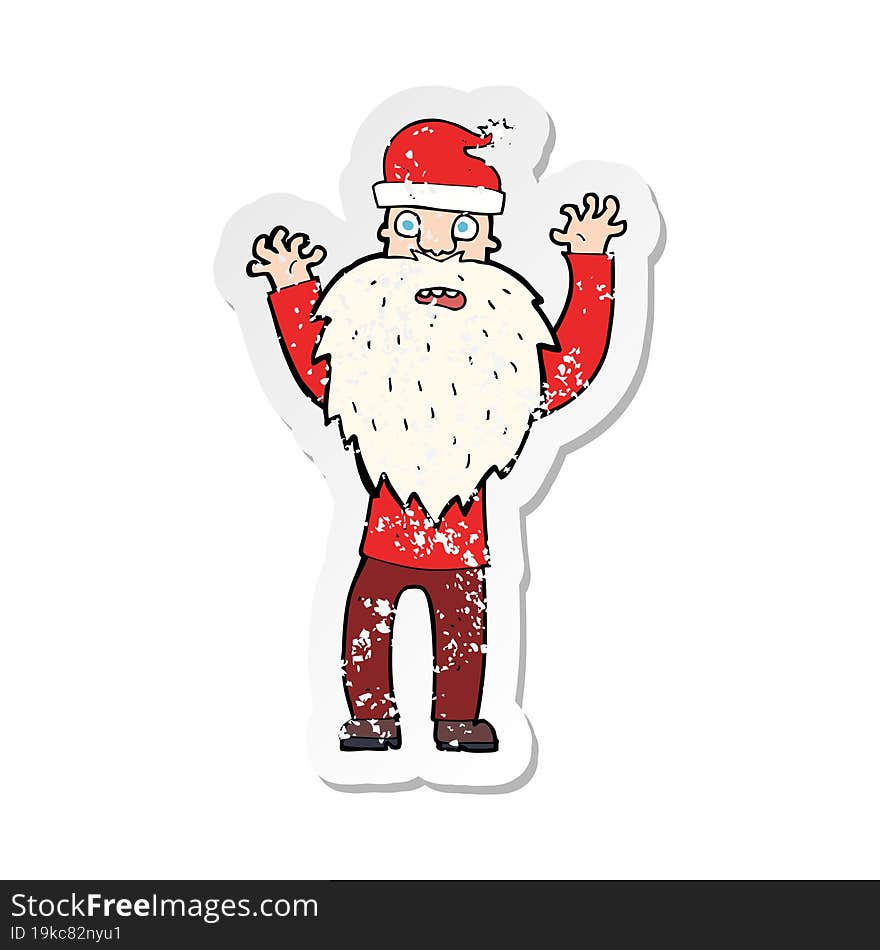 retro distressed sticker of a cartoon santa claus