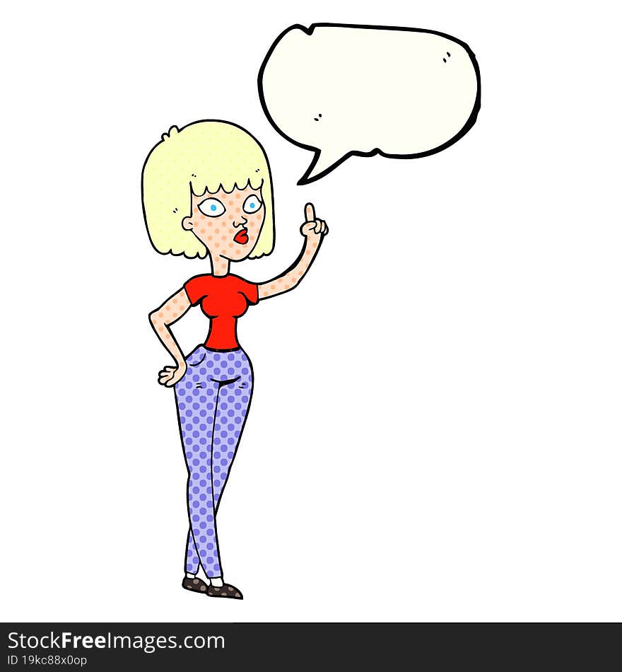 comic book speech bubble cartoon woman with idea