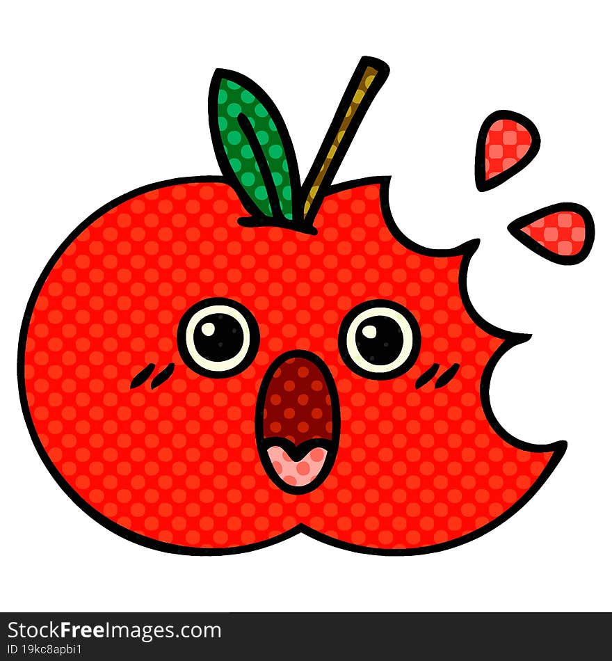 comic book style cartoon red apple