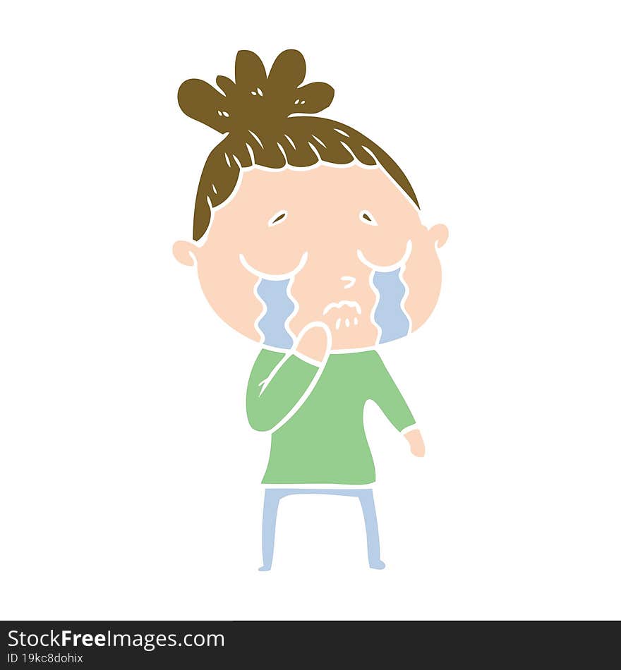 flat color style cartoon crying woman