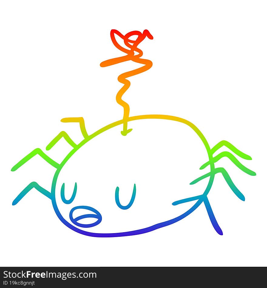 rainbow gradient line drawing halloween spider