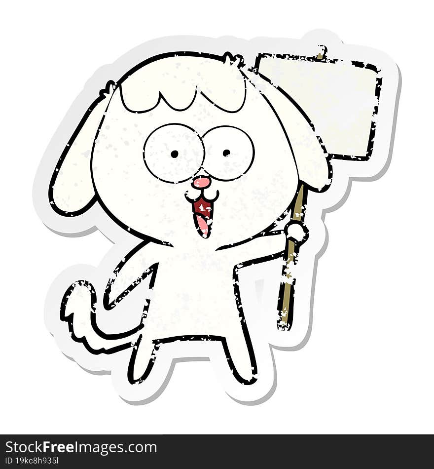 distressed sticker of a cute cartoon dog