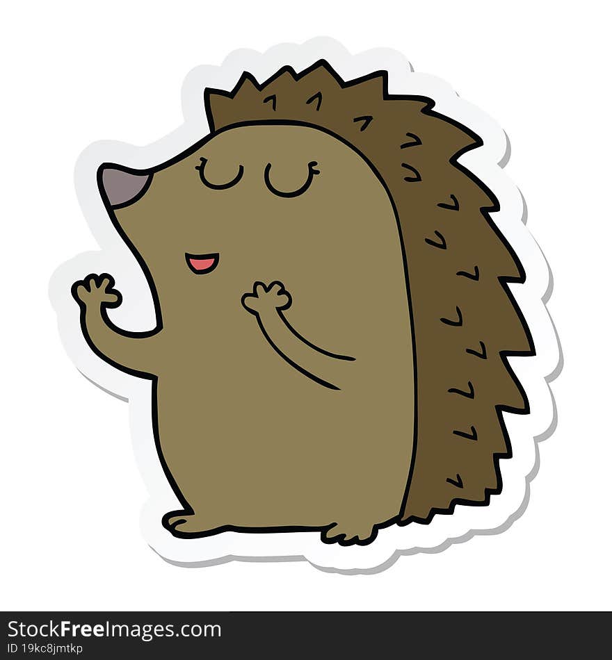 sticker of a cartoon hedgehog