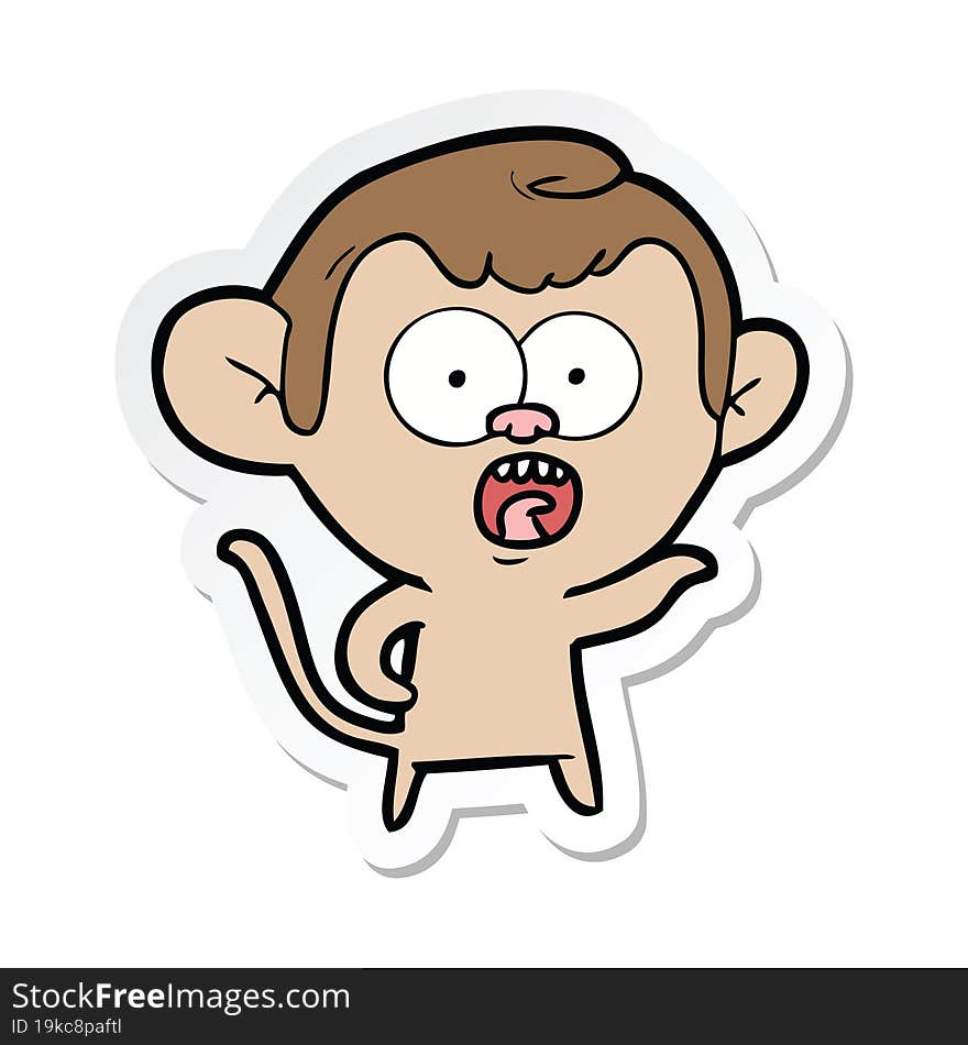 sticker of a cartoon shocked monkey