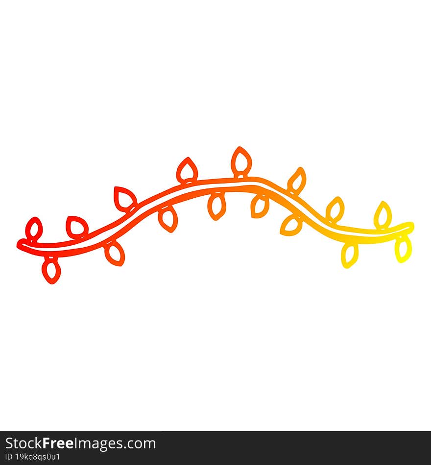 Warm Gradient Line Drawing Cartoon Vine With Leaves