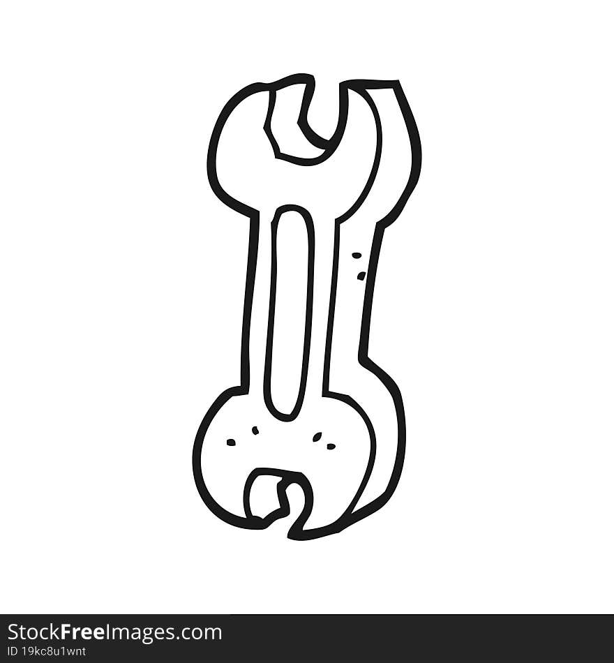 Black And White Cartoon Spanner