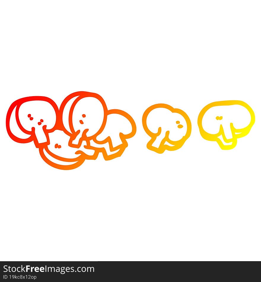 Warm Gradient Line Drawing Cartoon Chopped Mushrooms