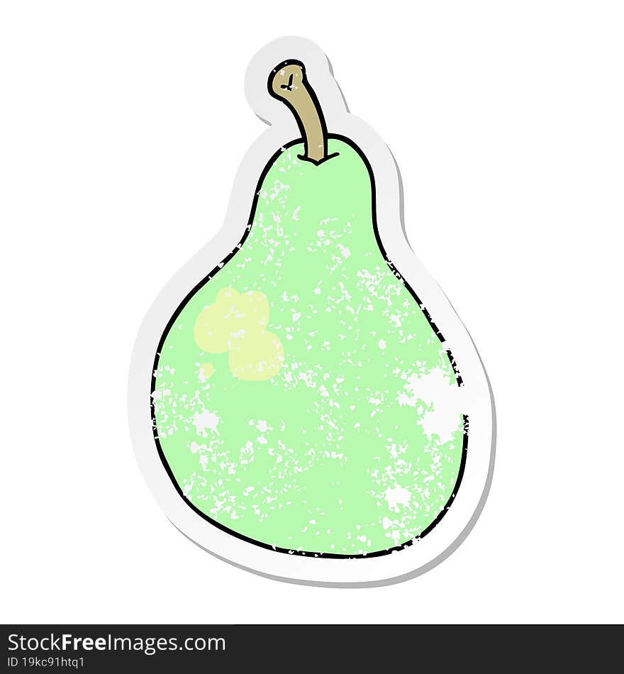 Distressed Sticker Of A Cartoon Pear