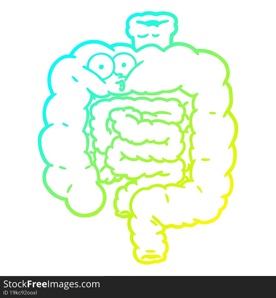 cold gradient line drawing of a cartoon surprised intestines