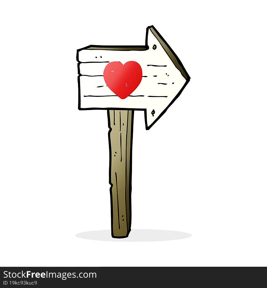 cartoon love heart sign post