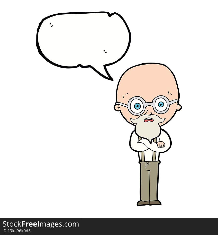 cartoon annoyed old man with speech bubble