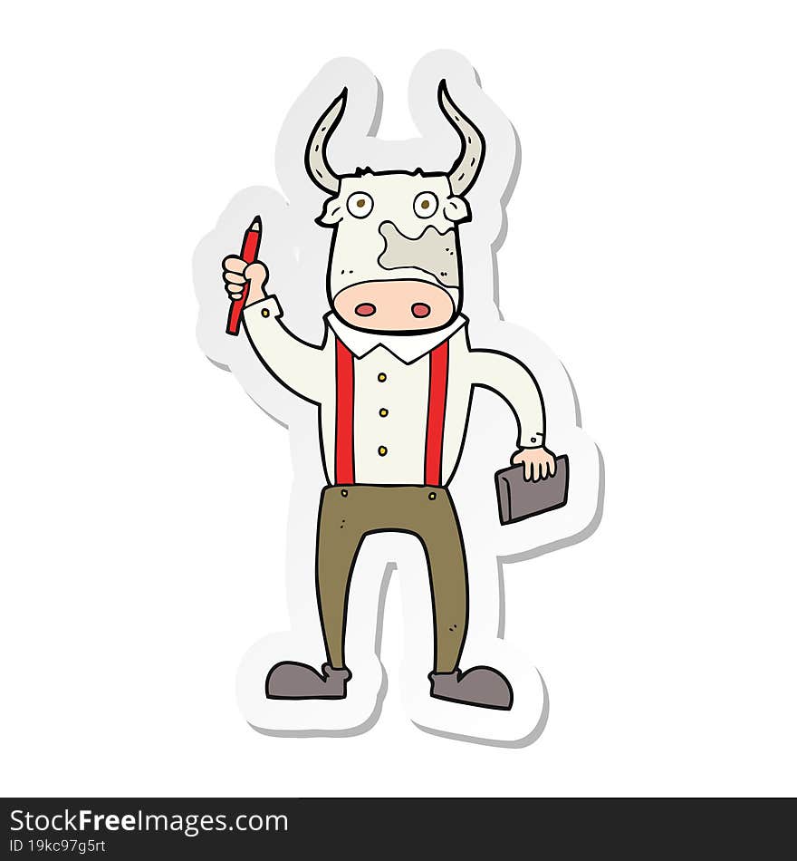 sticker of a cartoon bull man