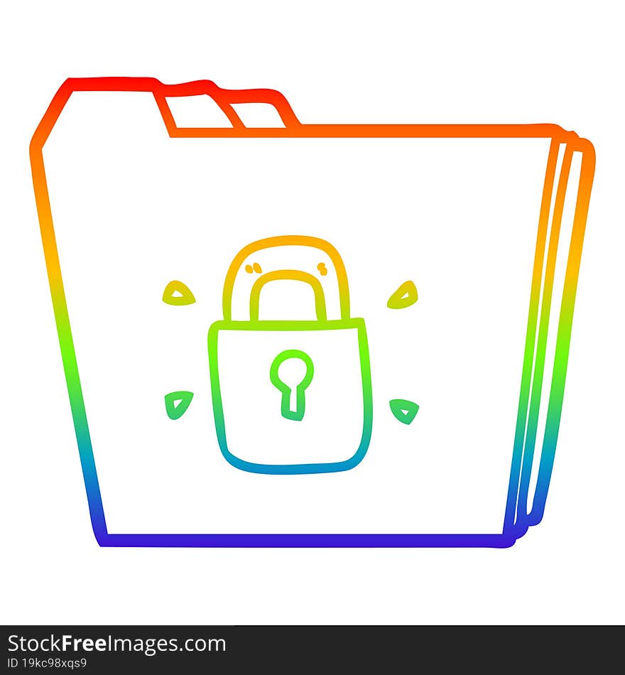 Rainbow Gradient Line Drawing Cartoon Locked Files