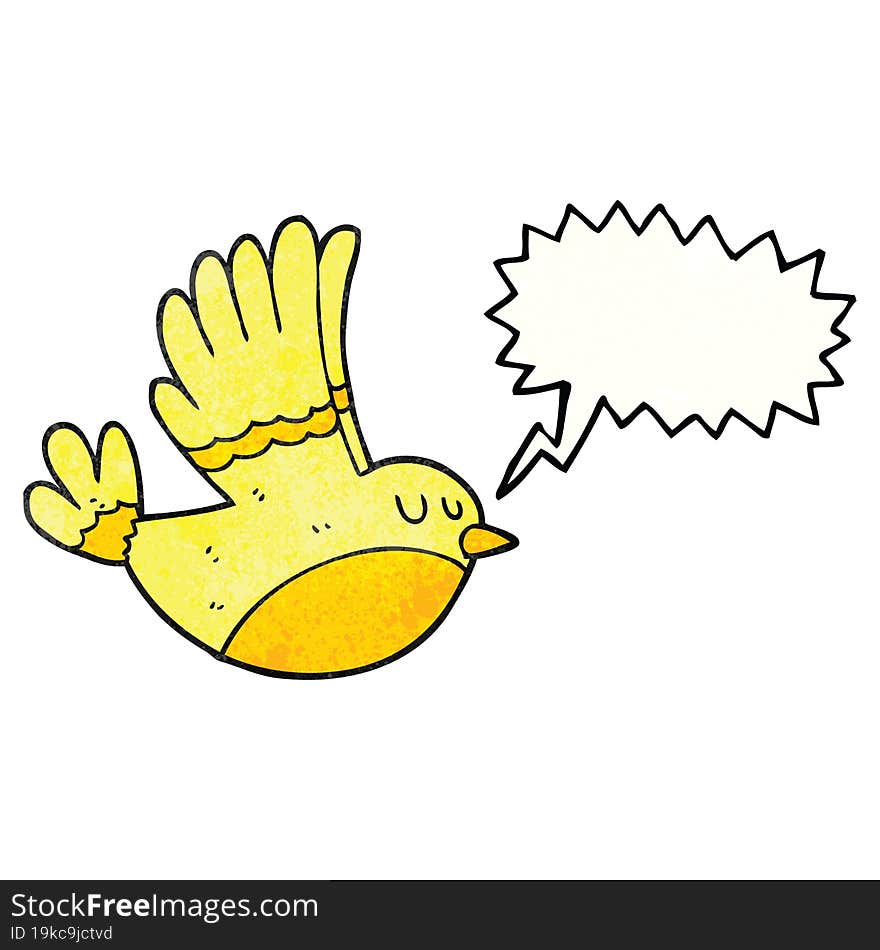 speech bubble textured cartoon flying bird