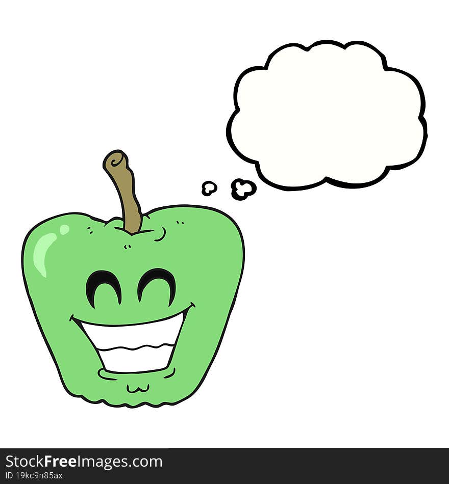 thought bubble cartoon grinning apple