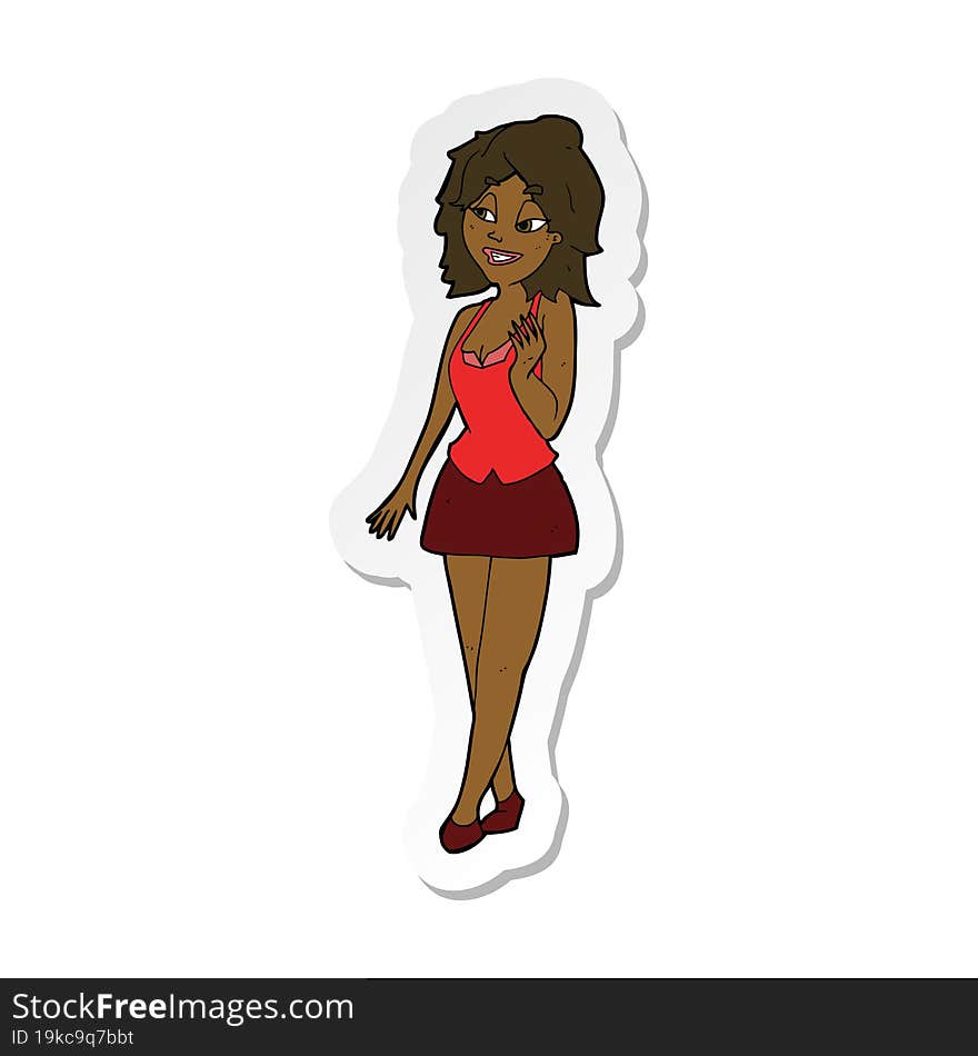 sticker of a cartoon attractive office woman