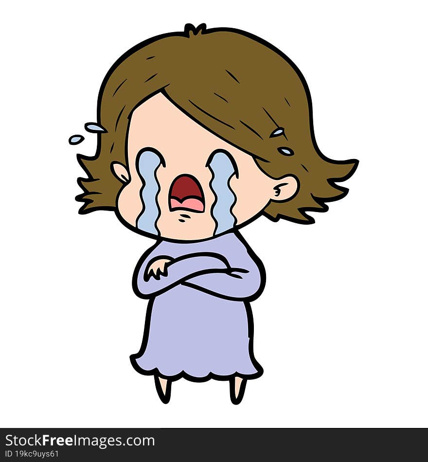 cartoon woman crying. cartoon woman crying