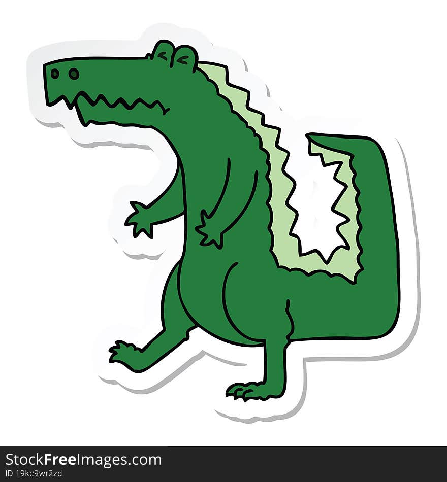 Sticker Of A Quirky Hand Drawn Cartoon Crocodile