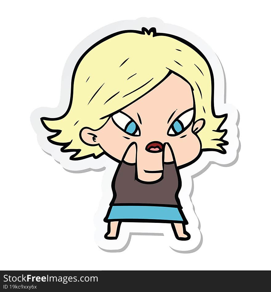 sticker of a cartoon stressed woman