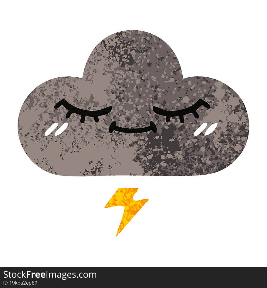 retro illustration style cartoon of a storm cloud