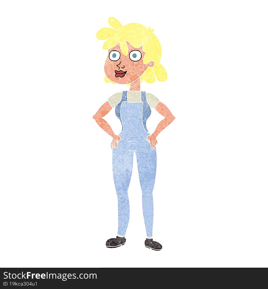 retro cartoon farmer girl