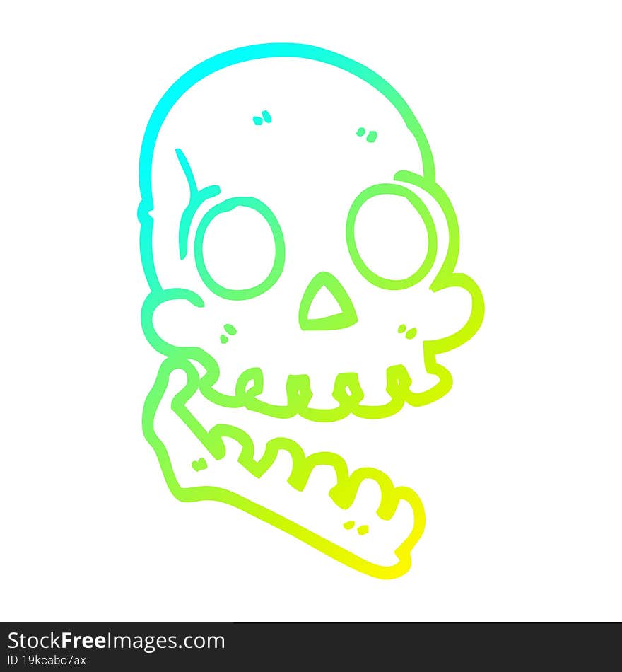 Cold Gradient Line Drawing Cartoon Happy Skull