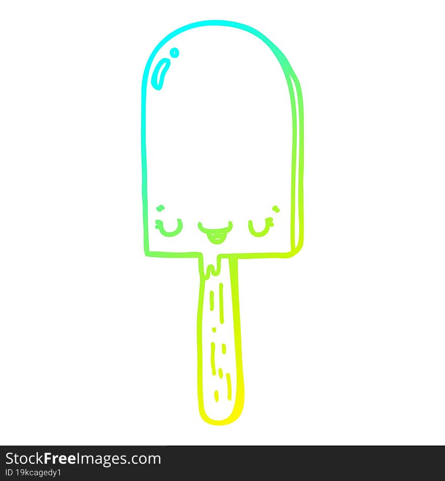 cold gradient line drawing cartoon ice lolly