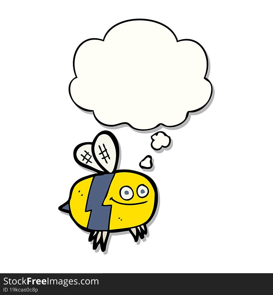 cartoon bee with thought bubble as a printed sticker