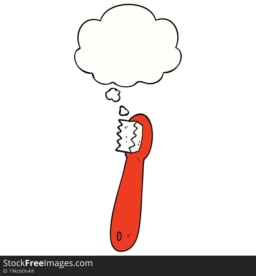 cartoon toothbrush and thought bubble