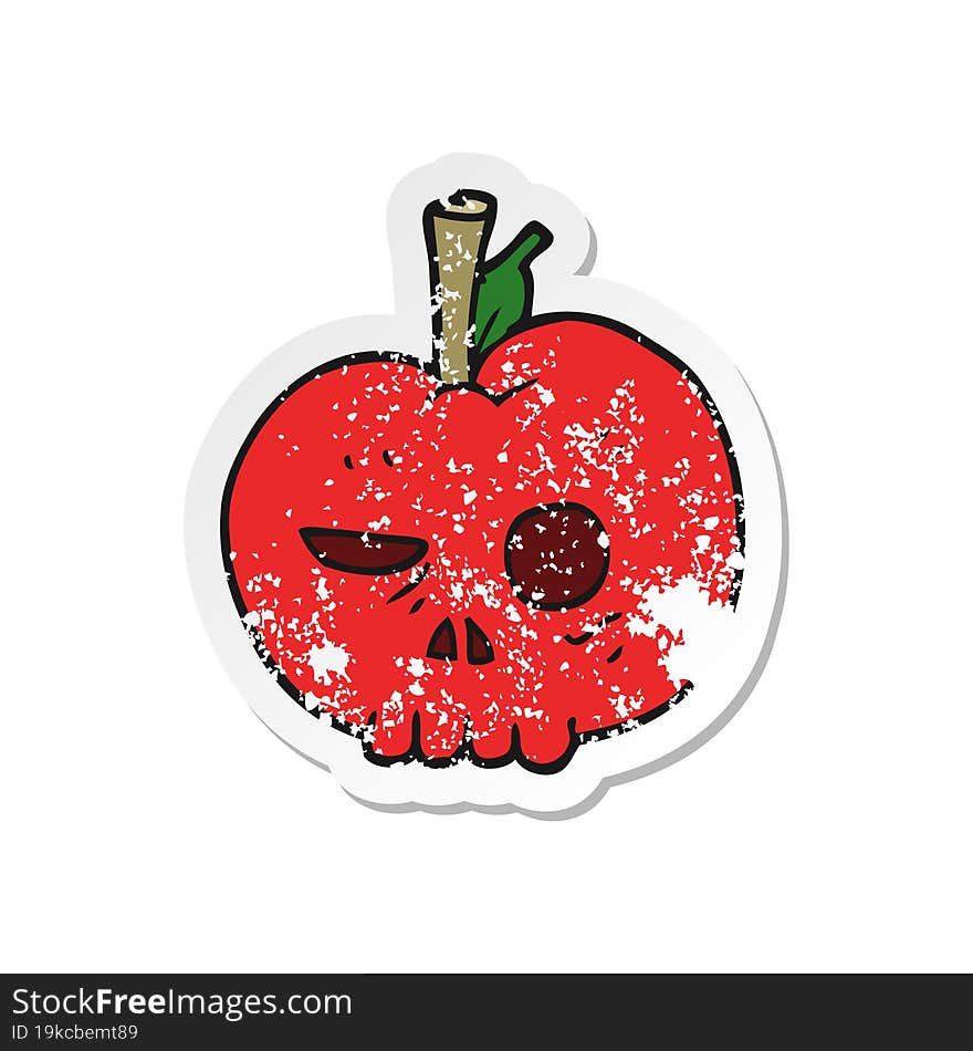 retro distressed sticker of a cartoon poison apple