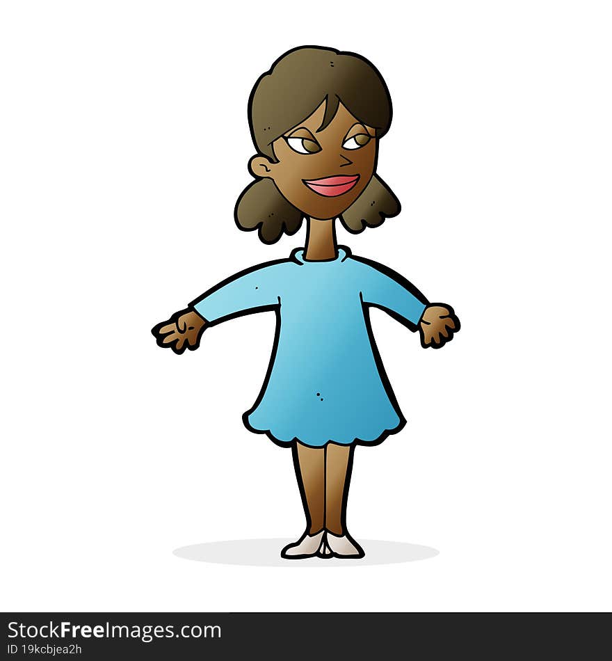 Cartoon Woman With Open Arms