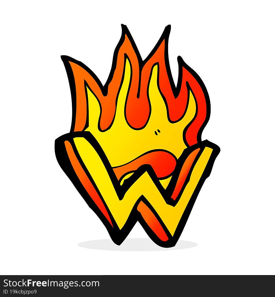 cartoon flaming letter