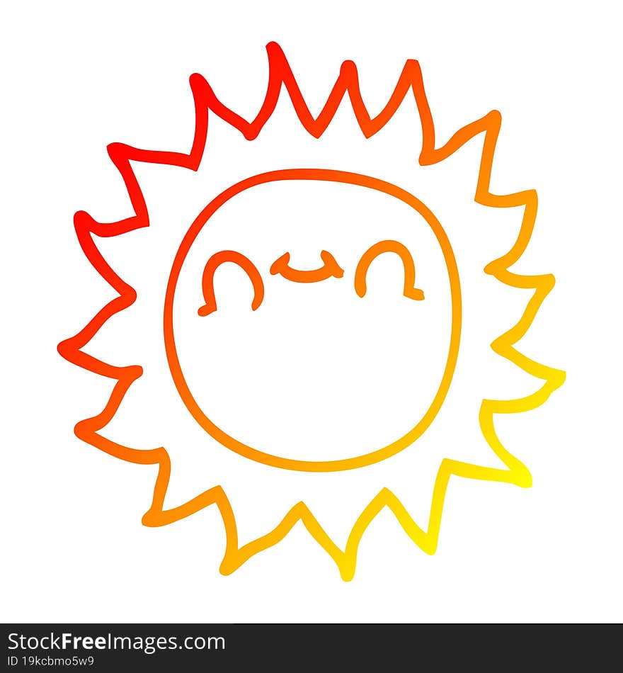 warm gradient line drawing cartoon sunshine