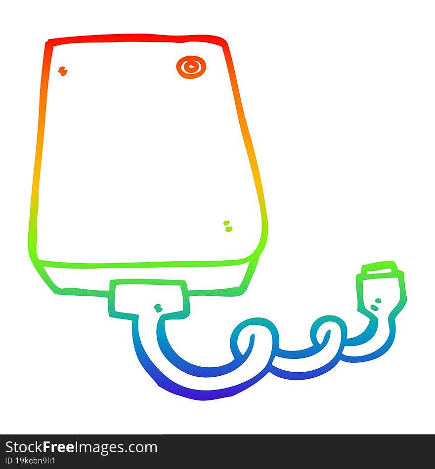 Rainbow Gradient Line Drawing Cartoon Hard Drive