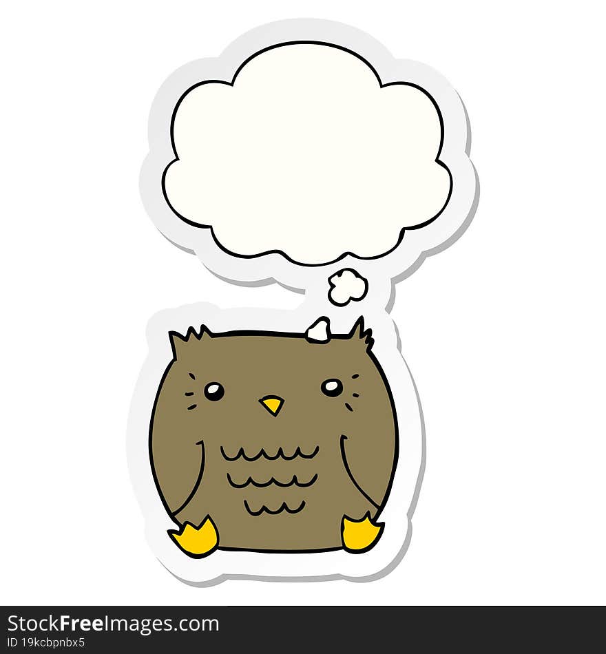 cartoon owl and thought bubble as a printed sticker