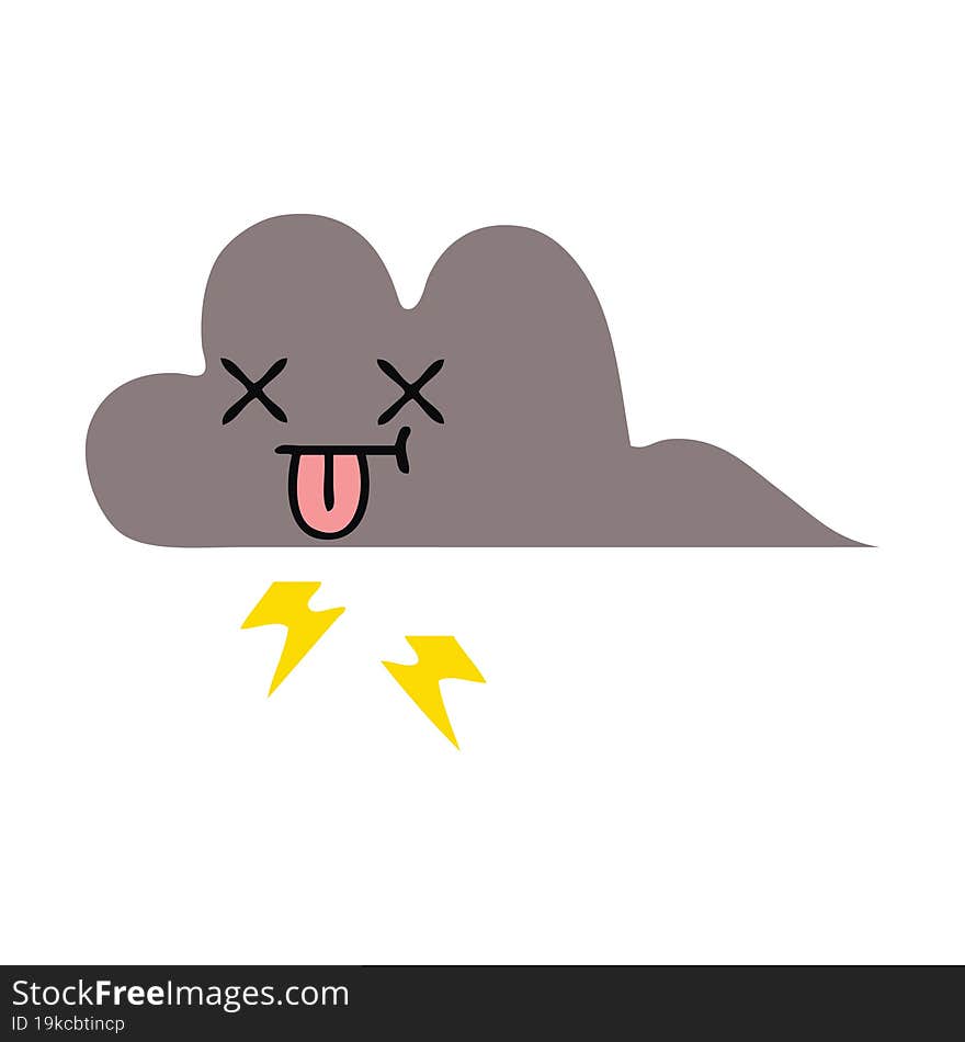 Flat Color Retro Cartoon Storm Cloud