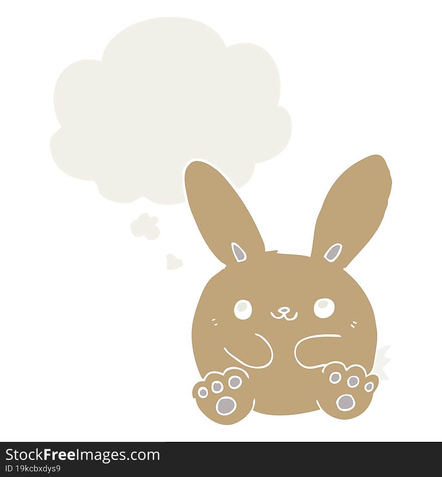 cartoon rabbit with thought bubble in retro style