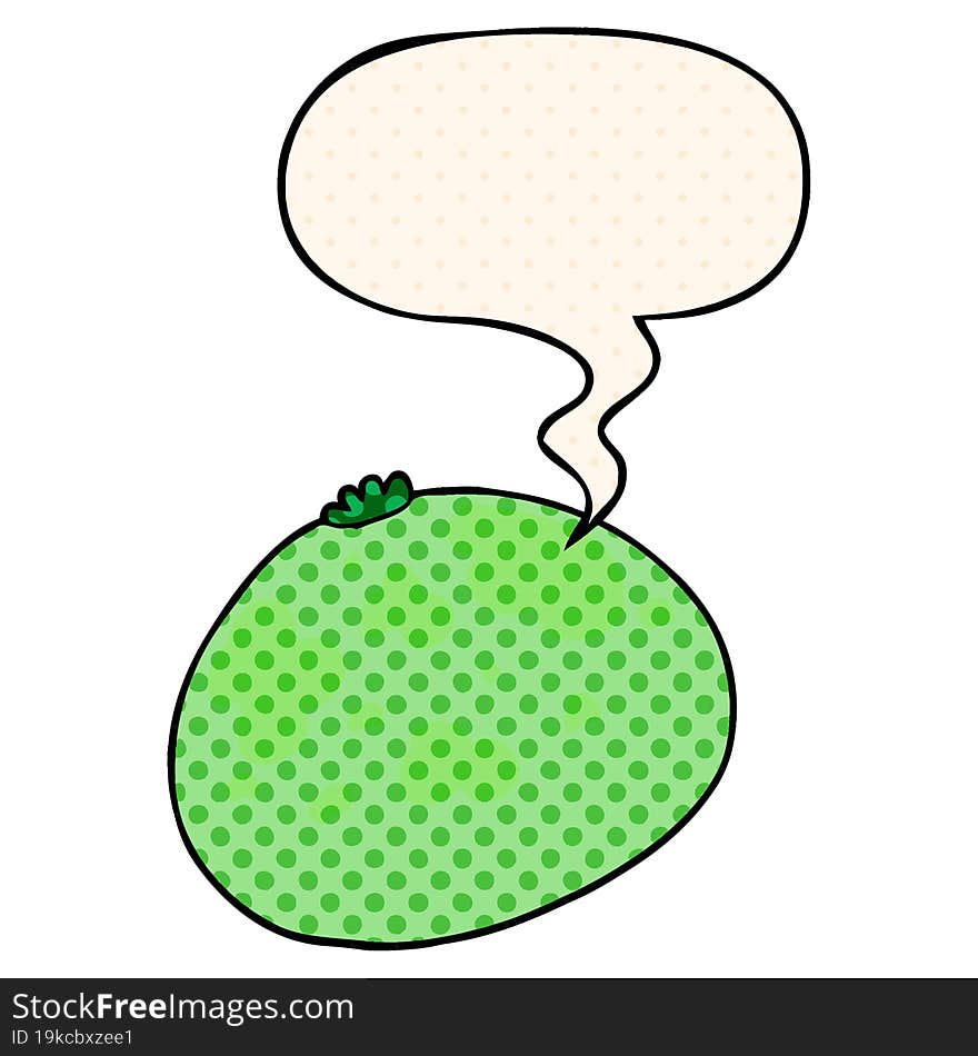 Cartoon Squash And Speech Bubble In Comic Book Style