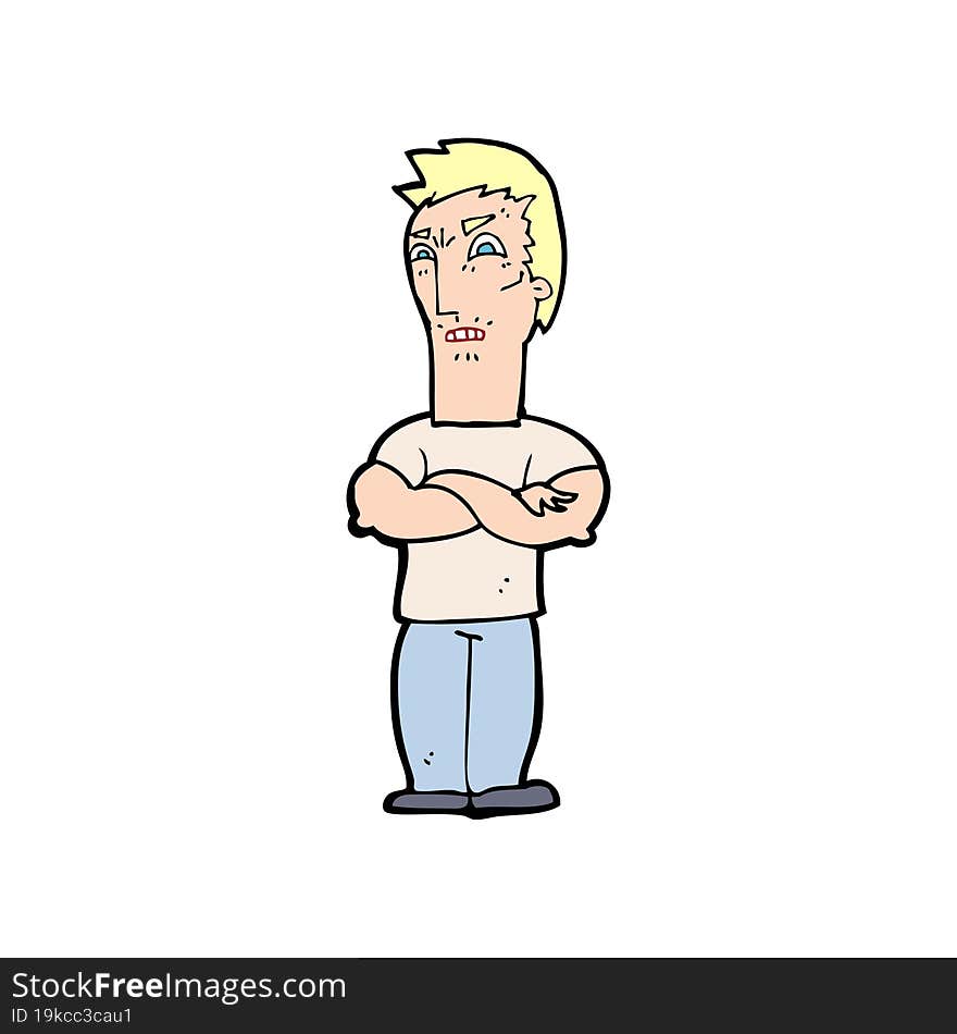 cartoon annoyed man with folded arms