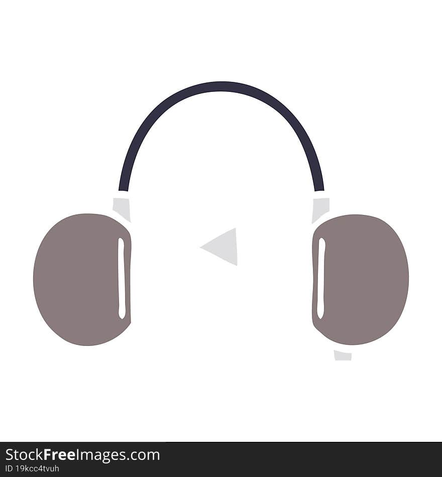 flat color retro cartoon of a retro headphone