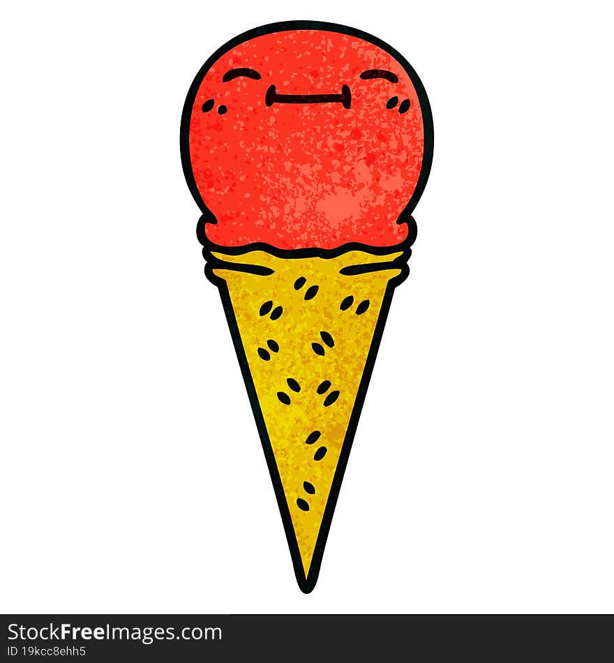 quirky hand drawn cartoon happy ice cream