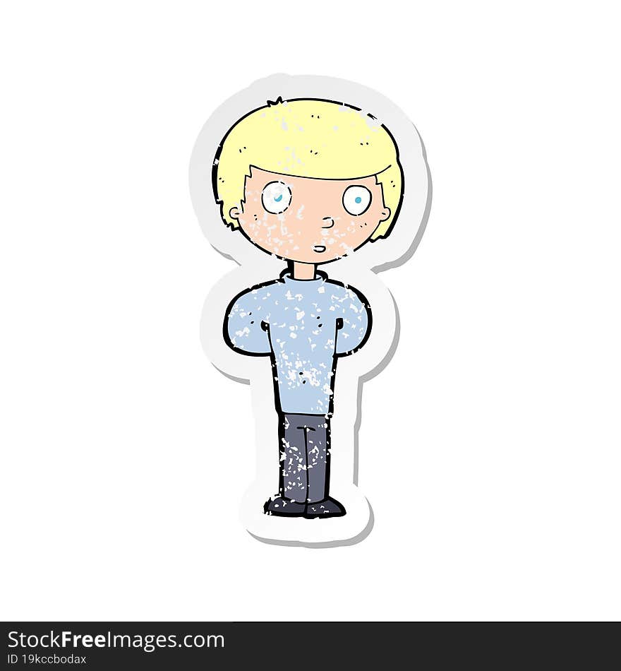 retro distressed sticker of a cartoon worried man