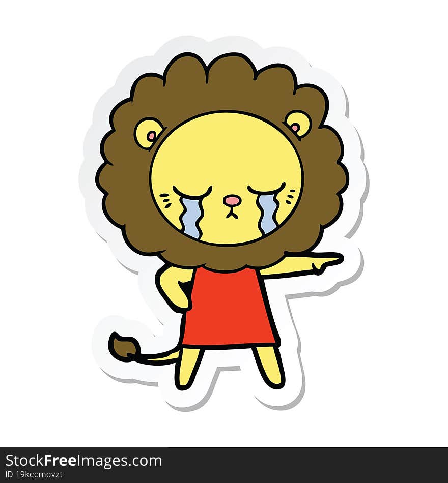 Sticker Of A Crying Cartoon Lion