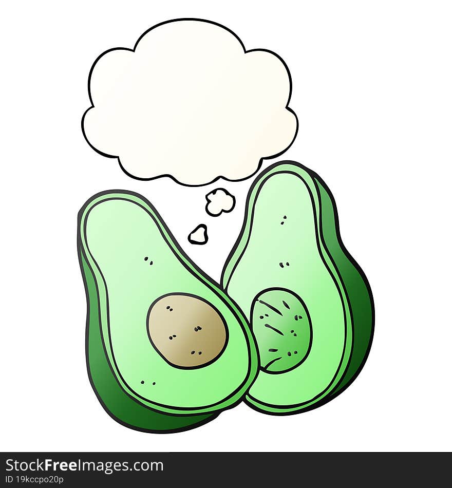 Cartoon Avocado And Thought Bubble In Smooth Gradient Style