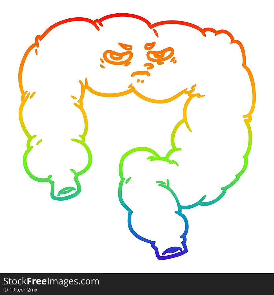 rainbow gradient line drawing cartoon angry colon