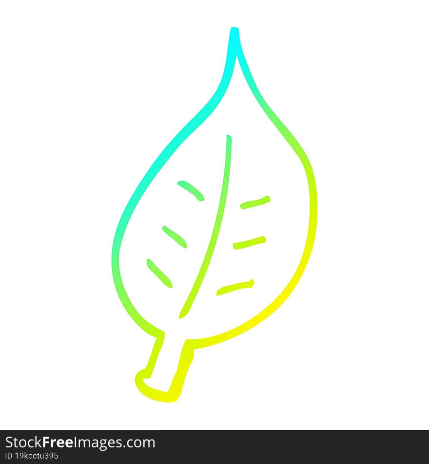 cold gradient line drawing cartoon autumnal leaf